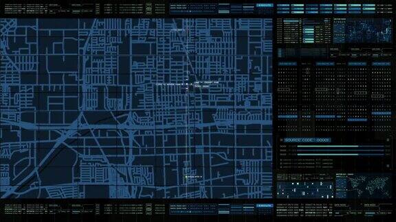 未来HUD全息数字城市地图