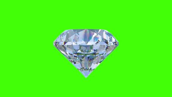 大透明钻石旋转绿色屏幕4K视频三维演示