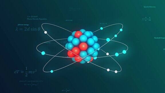 4k原子模型(电子、中子、质子)无缝循环