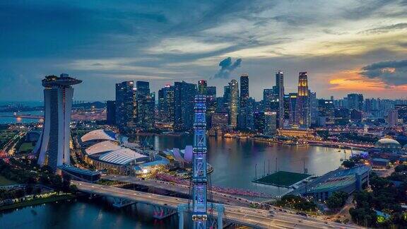 夕阳下的新加坡商业区