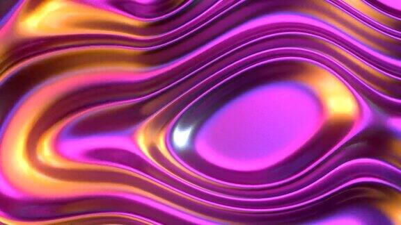 多色波浪形彩虹几何运动面生动的抽象背景全息波运动图形设计3d渲染数字无缝循环动画4kUHD分辨率