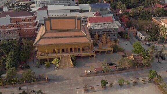 柬埔寨金边金殿俯视图-航空轨道点的兴趣拍摄
