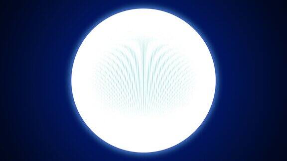 抽象粒子在蓝色背景上形成白色球体或圆圈