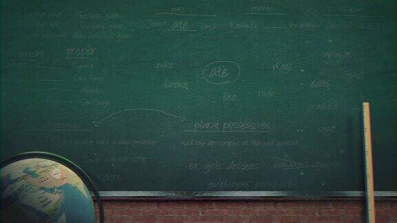 黑板上有数学公式和文本