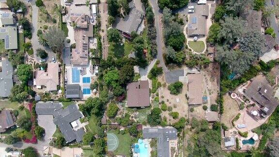 带游泳池的大型富有住宅别墅鸟瞰图