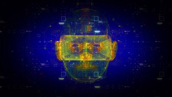 人工智能人脸扫描器人脸识别和生物识别医学概念的研究神经网络学习系统人脸检测增强现实全息图人脸识别网络安全