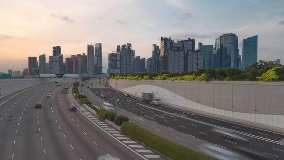 新加坡-2020年2月2日:时间推移视频4K美丽的时刻新加坡和商业和金融区现代建筑在新加坡市中心2020年2月2日