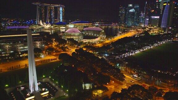 鸟瞰图新加坡城市的夜晚
