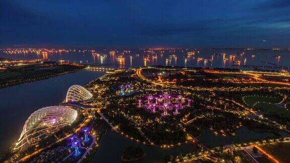 白天到晚上全景屋顶顶视图4k时间从新加坡