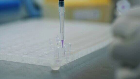 实验室工作人员将药水放入试管中