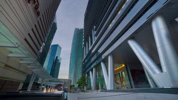 傍晚新加坡市中心广场步行全景4k时间推移