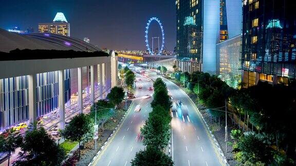4K时光流逝:新加坡市中心高速公路上美丽的交通灯