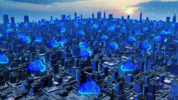 智慧城市和云计算数字网络概念
