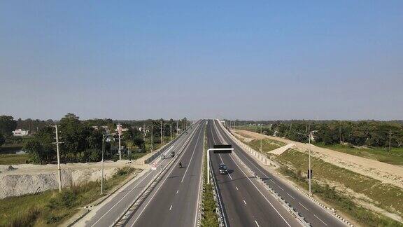 达卡MawaBhanga高速公路鸟瞰图孟加拉国第一条国家高速公路孟加拉国的运输发展