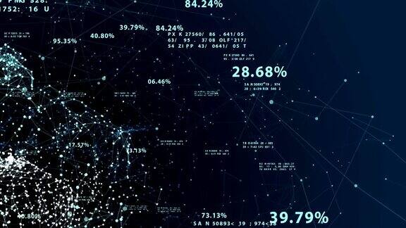 美丽的3d动画全球数字网络与数字在抽象的网络空间中飞来飞去无缝增长循环的商业和技术信息概念