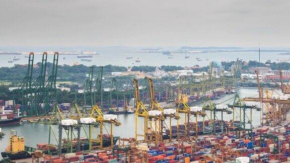 4K时间推移:码头和航运新加坡