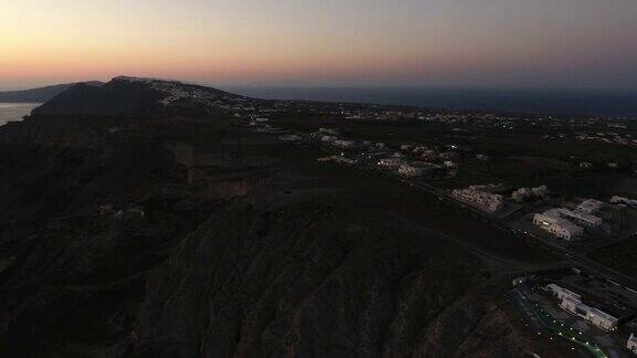 4K无人机拍摄的圣托里尼黄昏