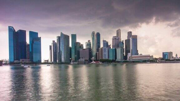 新加坡风暴天空滨海湾市中心全景4k时间推移