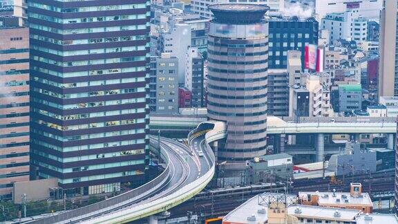 4K时间流逝日本现代城市大阪街道上的交通状况