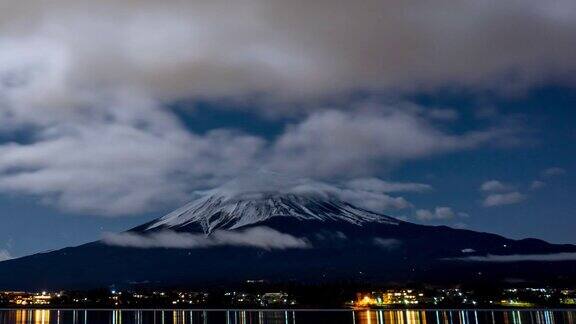 富士山之夜时光流逝