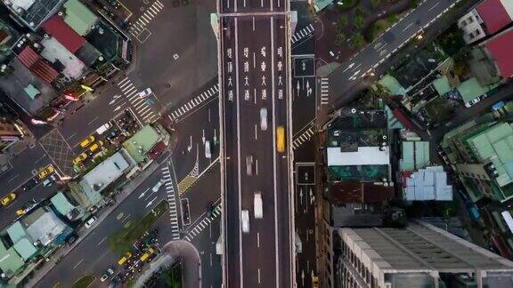 昼光台北市交通路口空中俯瞰4k时间间隔台湾