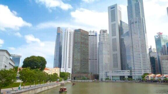 新加坡中央商务区白天的运动时间推移