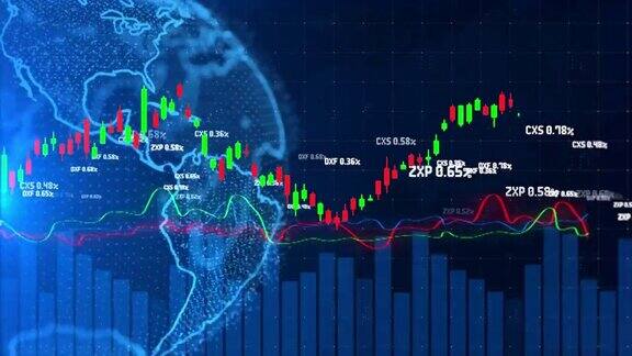 4K世界数字股市或外汇交易图形背景