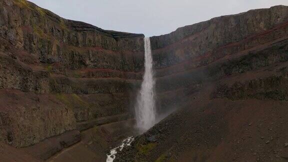 冰岛亨吉弗斯瀑布鸟瞰图