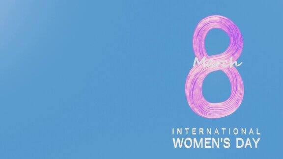 水彩8号庆祝3月8日国际妇女节在蓝色4K分辨率