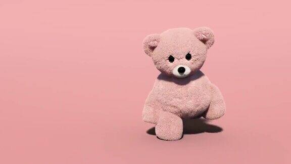 泰迪熊在阿尔法屏幕上跳舞玩具熊无缝环情人节、生日动画阿尔法通道