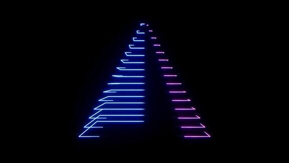 4K抽象数字霓虹金字塔