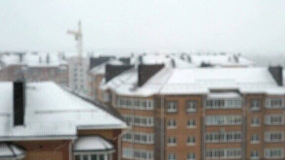 多层住宅下雪冬天