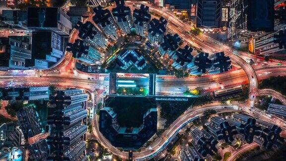 鸟瞰香港城市的夜景