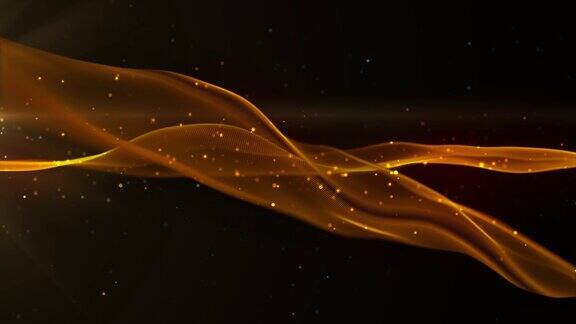 闪烁的粒子与金色数字波浪背景