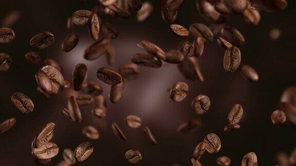 掉落咖啡豆的动画视频-可循环的4K背景