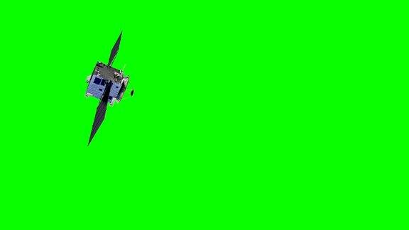 绿色屏幕上的太空卫星3D动画
