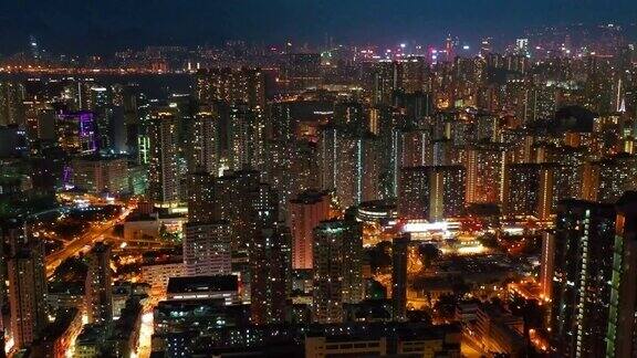 香港城市景观公寓楼夜景