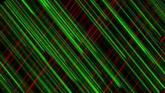 红色和绿色抽象几何动画线条光纤与黑色背景