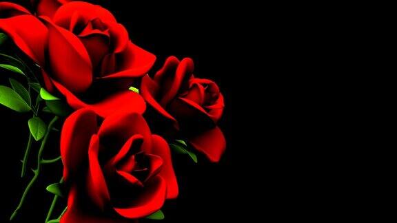 黑色文本空间上的红玫瑰花束