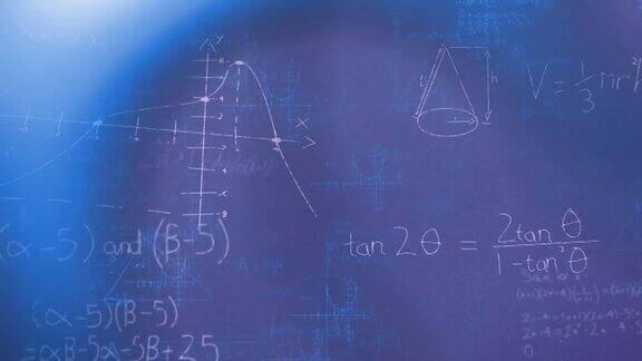 动画的数学方程在蓝色的背景