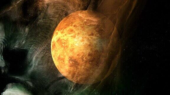 旋转行星金星在太空与黑洞