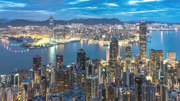 香港现代金融大厦与股票交易概念