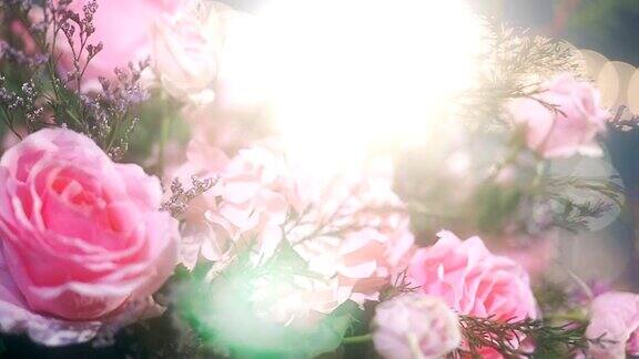 一束浪漫的粉红色玫瑰花