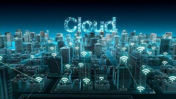 智能城市上的各种智能传感器图4k动画