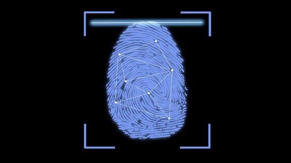 动画指纹触摸ID未来数字处理安全生物识别和批准未来的安全概念和密码控制通过指纹在沉浸式技术