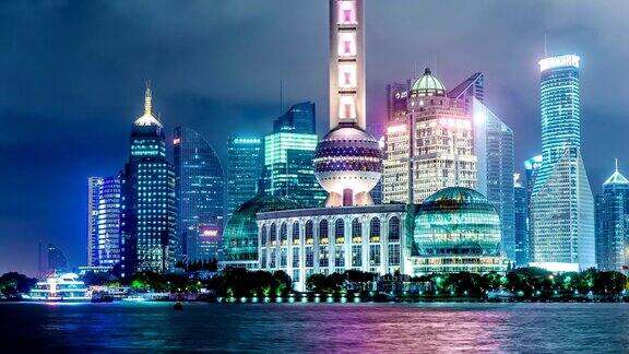 上海浦东夜景的时间流逝