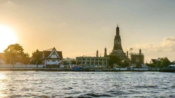 泰国曼谷卧龙寺的日落