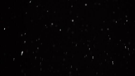 冬天的雪花落在黑色的背景上小雪雪花在夜晚飘落