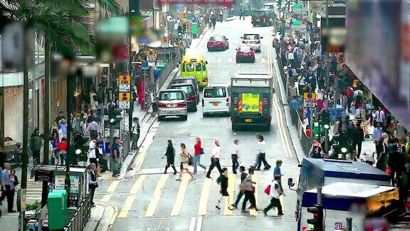 香港中环路上人潮拥挤(时光流逝)