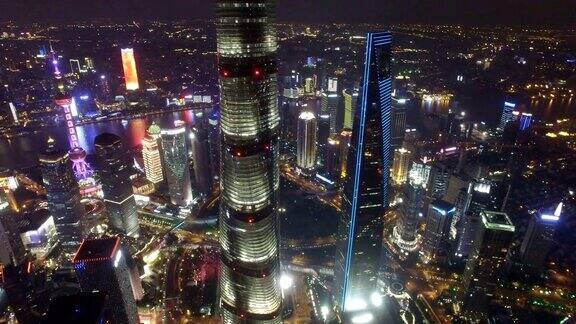 航拍上海夜景和中国上海